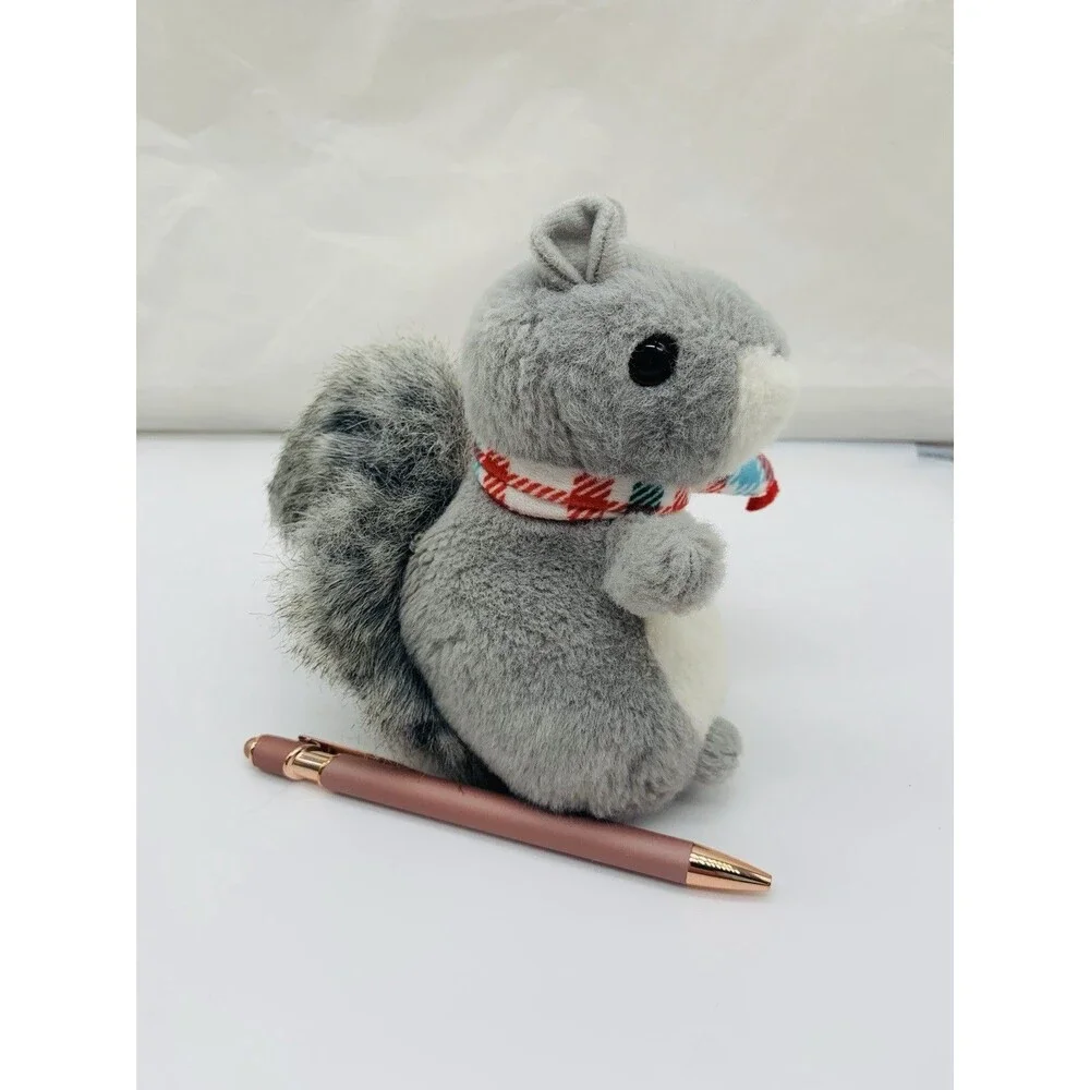 Douglas Winter Friends Plush Grey Squirrel with Plaid Scarf 6” Stuffed Animal
